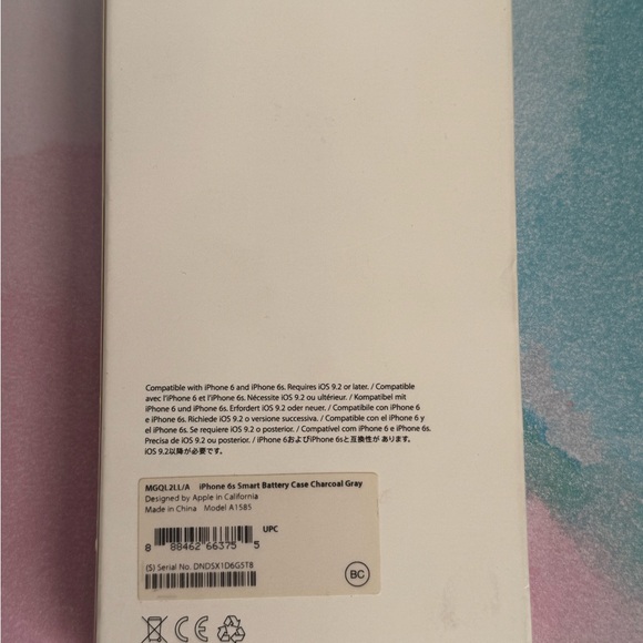 Apple iPhone 6/6s Charcoal Smart Battery Case, Open box, all papers, never used - Picture 8 of 8